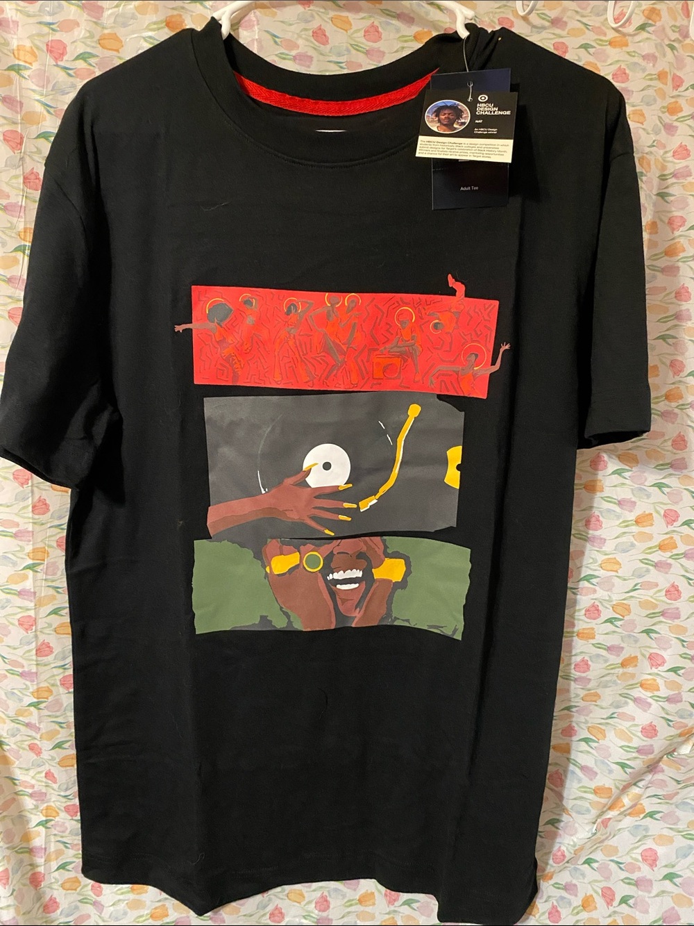 Target Black Tee with Red Accent and HBCU Design Tag